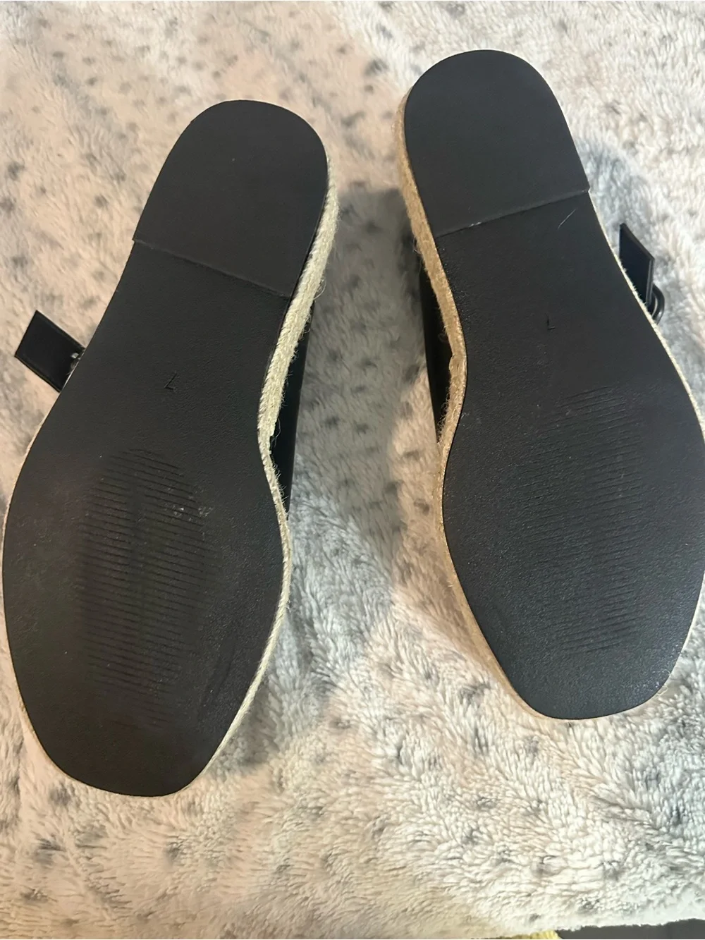 NWOT Black Mary Jane Espadrille Flats with Natural Toe